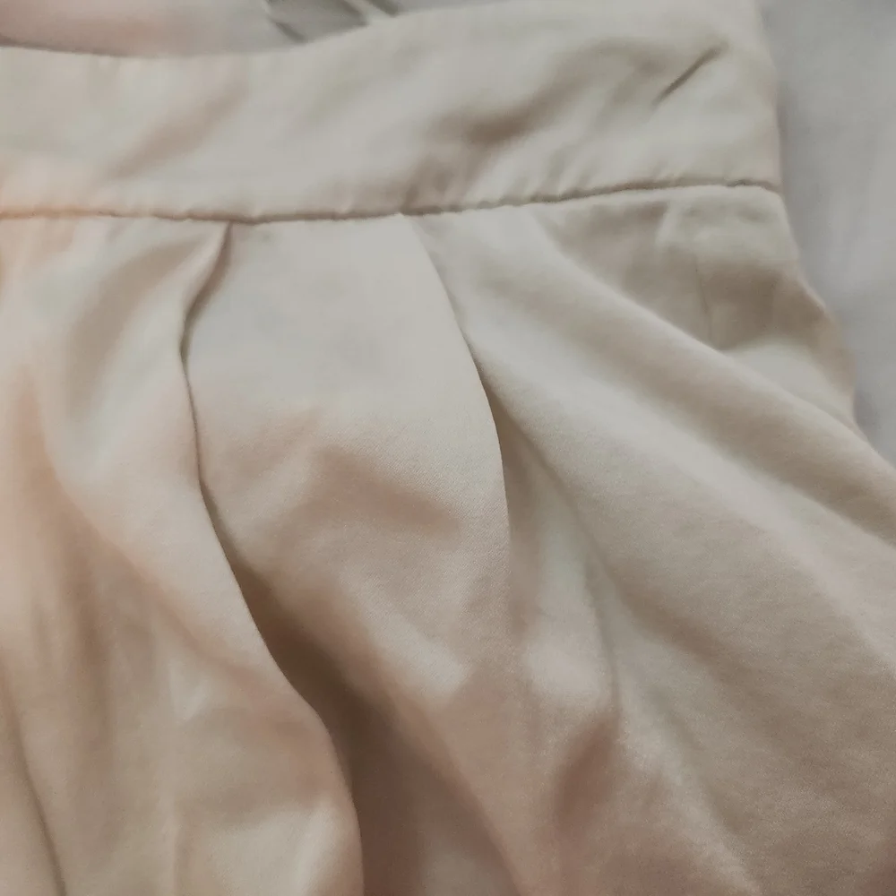 Elegant Silk White High-Waisted Pants Trousers professional satin holiday